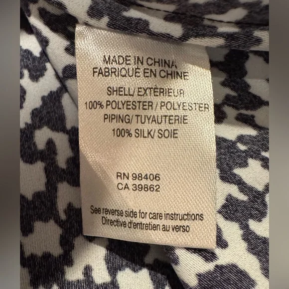 Theory Black and White Houndstooth Blouse Women’s Size Medium - Picture 6 of 9